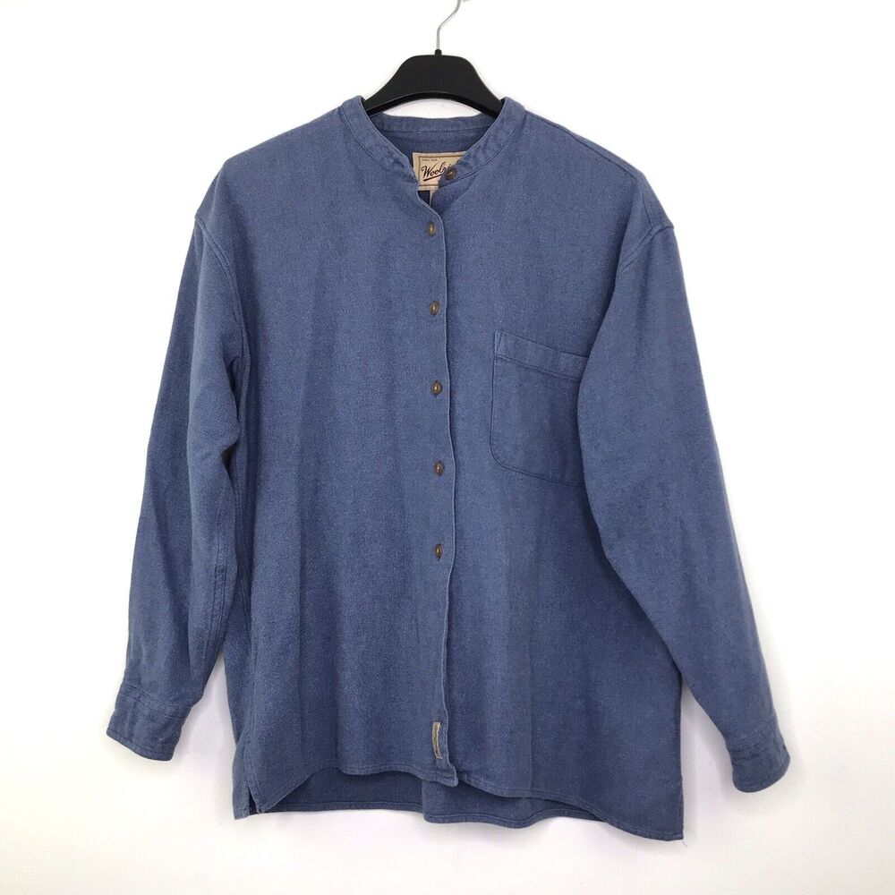 Woolrich Women's M Shirt Heather Button Up Rugged Outdoorwear Blue F18
